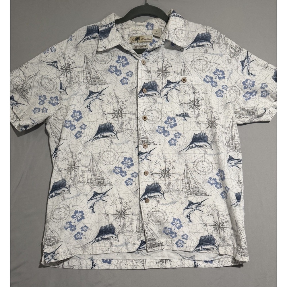 joe marlin comfort fit ss button up hawaiian shirt,‎ men's medium